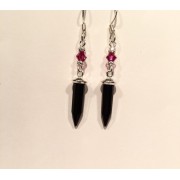 705 boucles d'oreilles pointe d'onyx, swarovski, argent sterling